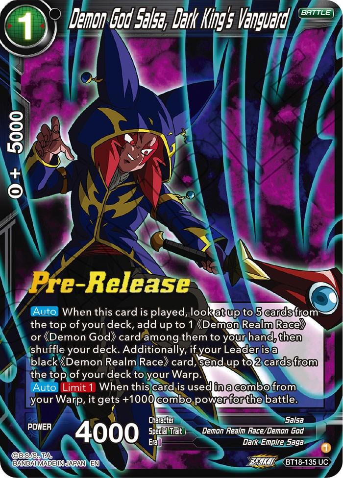Demon God Salsa, Dark King's Vanguard (BT18-135) [Dawn of the Z-Legends Prerelease Promos] - POKÉ JEUX