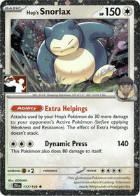 Hop's Snorlax (Cosmos Holo) (117/159)  - Prize Pack Series Cards Holofoil