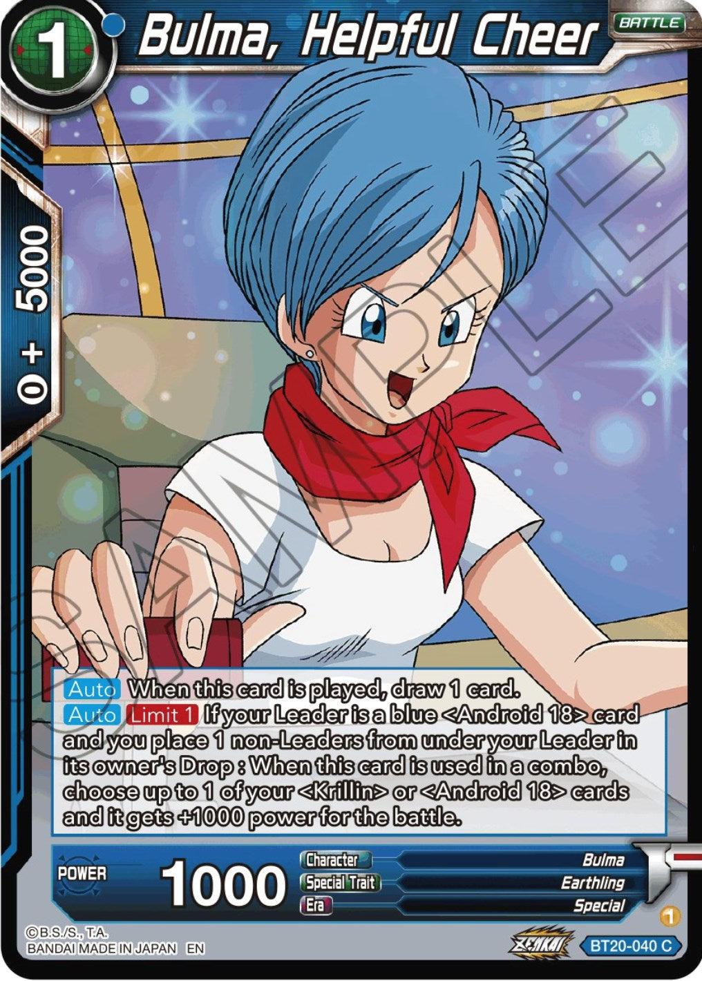 Bulma, Helpful Cheer (BT20-040) [Power Absorbed] - POKÉ JEUX