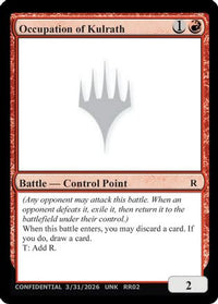 Occupation of Kulrath (UNK-) - Un-Known Event Playtest Cards