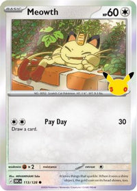 Meowth (113/128)  - ME 30th Celebration Holofoil