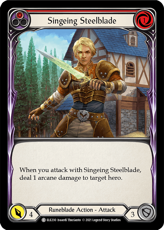 Singeing Steelblade (Red) [ELE230] (Tales of Aria) 1st Edition Rainbow Foil - POKÉ JEUX
