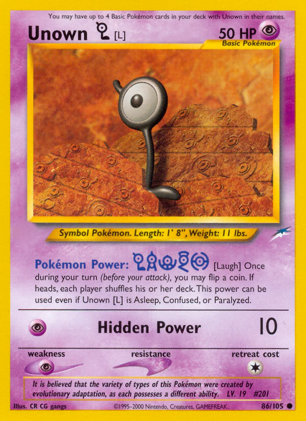 Unown [L] (86/105)  - Neo Destiny Unlimited