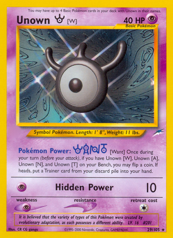 Unown [W] (29/105)  - Neo Destiny Unlimited