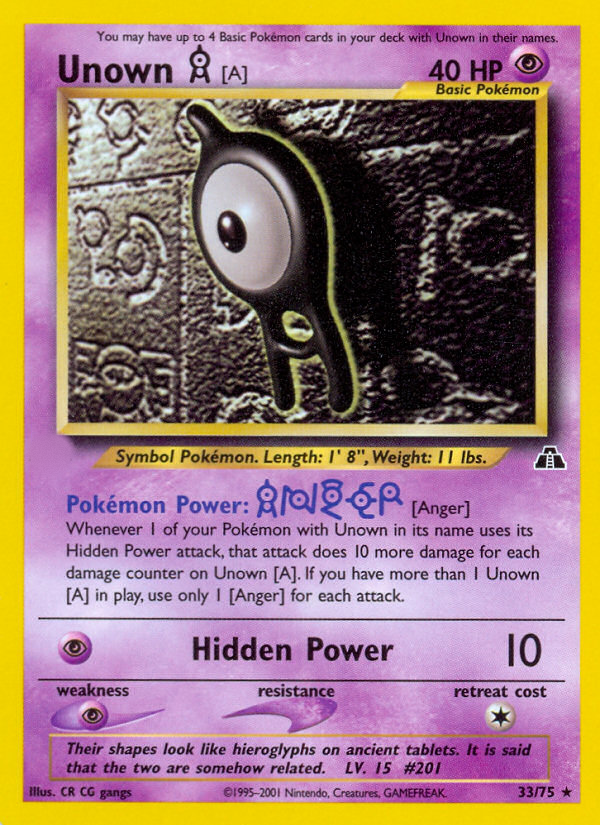 Unown [A] (33/75)  - Neo Discovery Unlimited