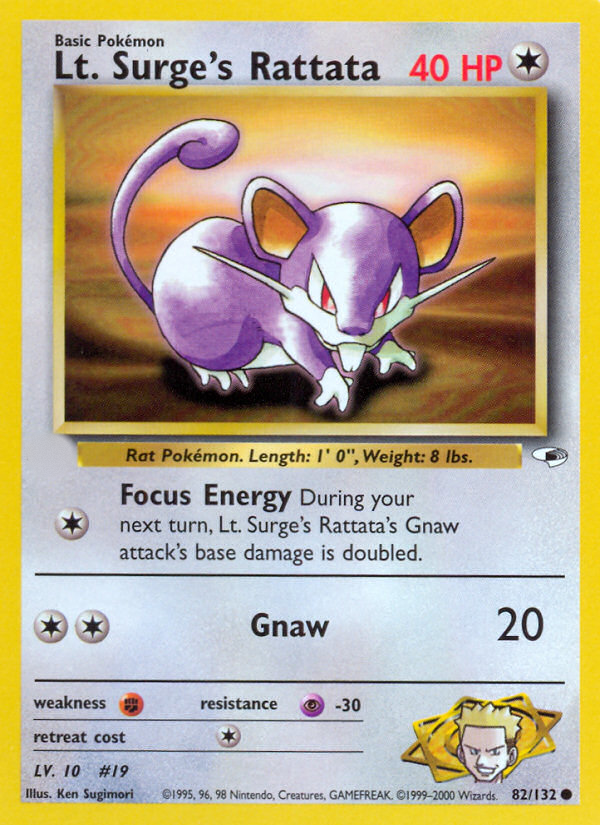Lt. Surge's Rattata (82/132)  - Gym Heroes Unlimited