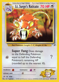 Lt. Surge's Raticate (51/132)  - Gym Heroes Unlimited