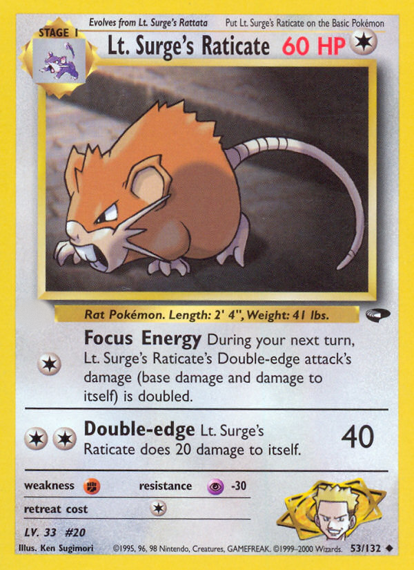 Lt. Surge's Raticate (53/132)  - Gym Challenge Unlimited