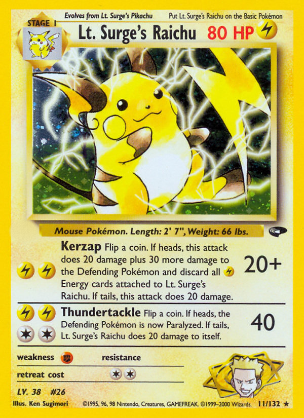 Lt. Surge's Raichu (11/132)  - Gym Challenge