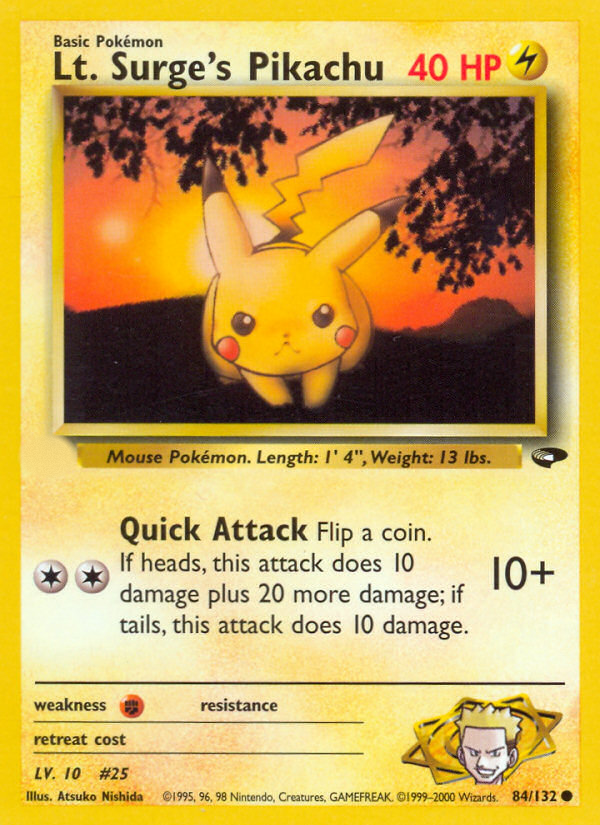 Lt. Surge's Pikachu (84/132)  - Gym Challenge Unlimited