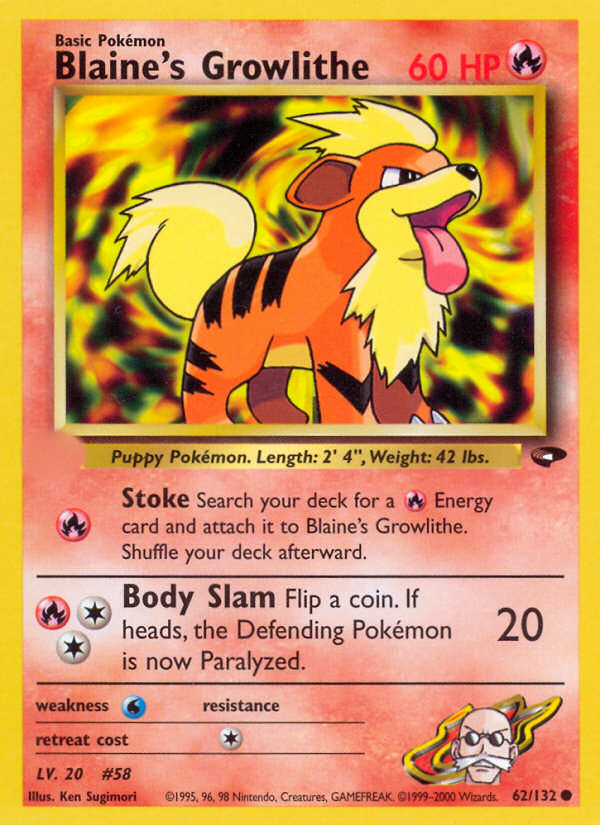 Blaine's Growlithe (62/132)  - Gym Challenge Unlimited
