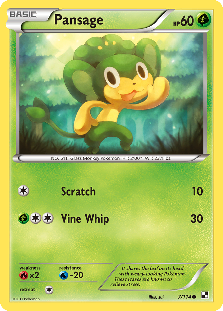 Pansage (Energy Holo) (7/114) - Miscellaneous Cards & Products Reverse Holofoil