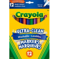 CRAYOLA - 12 WASHABLE FINE LINE, BOLD (Special Order)