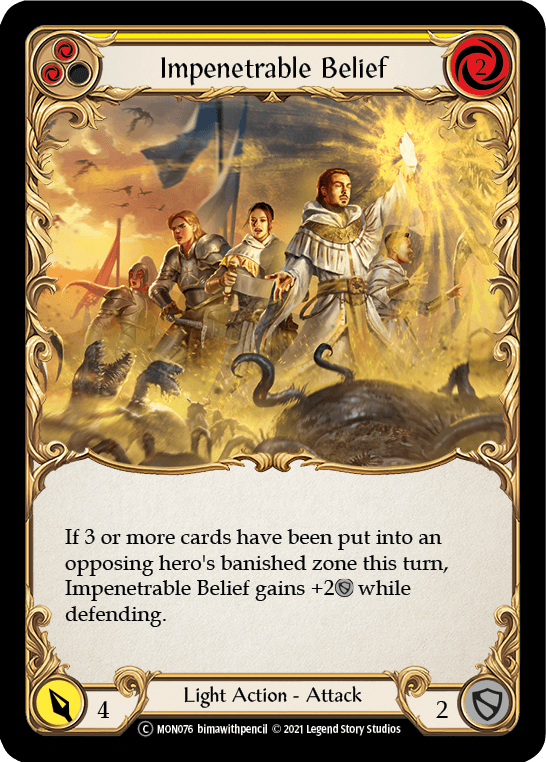 Impenetrable Belief (Yellow) [U-MON076-RF] (Monarch Unlimited) Unlimited Rainbow Foil - POKÉ JEUX
