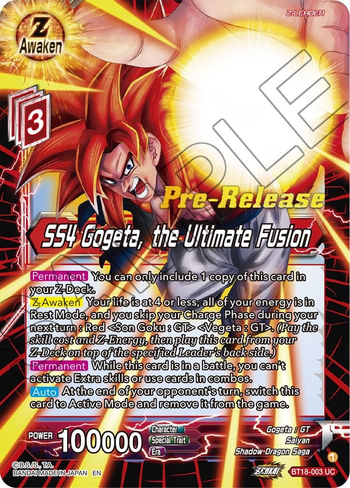 SS4 Gogeta, the Ultimate Fusion (BT18-003) [Dawn of the Z-Legends Prerelease Promos] - POKÉ JEUX