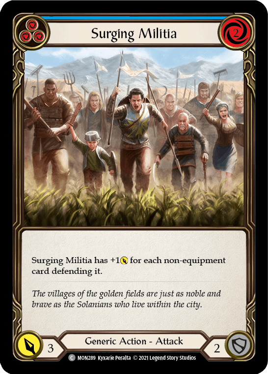 Surging Militia (Blue) [MON289-RF] (Monarch) 1st Edition Rainbow Foil - POKÉ JEUX