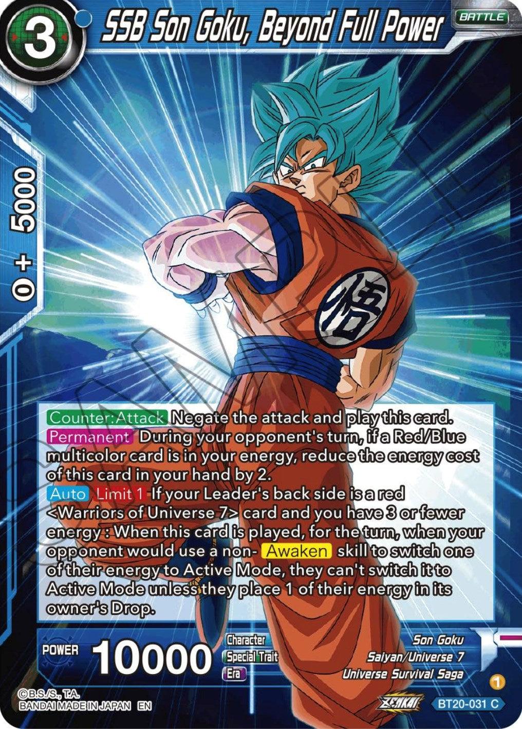 SSB Son Goku, Beyond Full Power (BT20-031) [Power Absorbed] - POKÉ JEUX