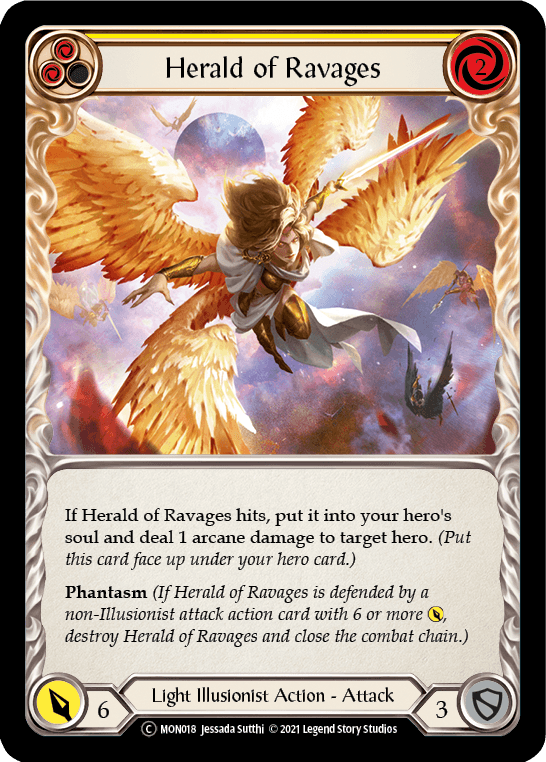 Herald of Ravages (Yellow) [U-MON018-RF] (Monarch Unlimited) Unlimited Rainbow Foil - POKÉ JEUX