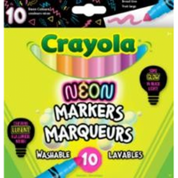 CRAYOLA - 10 BROAD LINE WASHABLE NEON MARKERS (Special Order)