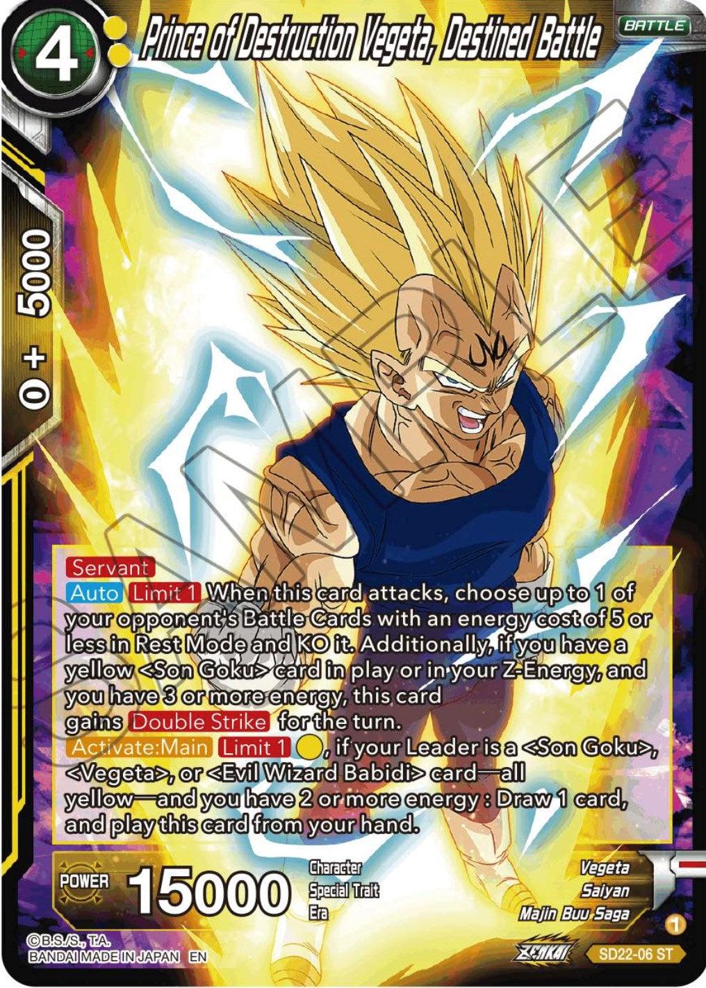 Prince of Destruction Vegeta, Destined Battle (Starter Deck Exclusive) (SD22-06) [Power Absorbed] - POKÉ JEUX