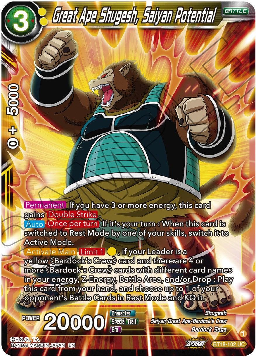 Great Ape Shugesh, Saiyan Potential (BT18-102) [Dawn of the Z-Legends] - POKÉ JEUX