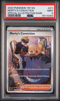 2024 POKEMON TEF EN-TEMPORAL FORCES #211 MORTY'S CONVICTION SPECIAL ILLUSTRATION RARE PSA 9 #95110353