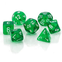 Dice: 7 pc: Translucent: Mini-Hedral: Green / White (EN) (Special Order)
