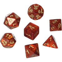 Dice: 7 pc: Scarab: Mini-Hedral: Scarlet / Gold (EN) (Special Order)