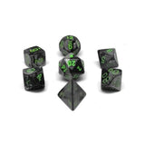 Dice: 7 pc: Gemini: Mini-Hedral: Black-Grey / Green (EN) (Special Order)