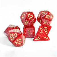 Dice: 7 pc: Glitter: Mega-Hedral: Ruby / Gold (EN) (Special Order)