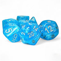 Dice: 7 pc: Luminary: Mega-Hedral: Sky / Silver (EN) (Special Order)