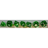 Dice: 7 pc: Translucent: Green / White (EN) (Special Order)