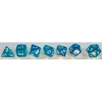 Dice: 7 pc: Translucent: Teal / White (EN) (Special Order)