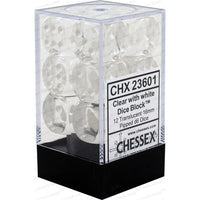 Dice: 12x D6: 16 mm: Translucent: Clear / White (EN) (Special Order)