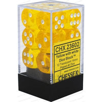 Dice: 12x D6: 16 mm: Translucent: Yellow / White (EN) (Special Order)