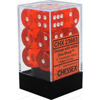Dice: 12x D6: 16 mm: Translucent: Orange / White (EN) (Special Order)