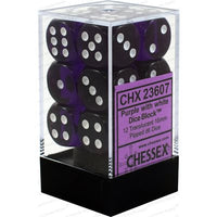 Dice: 12x D6: 16 mm: Translucent: Purple / White (EN) (Special Order)