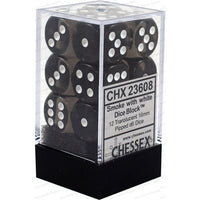 Dice: 12x D6: 16 mm: Translucent: Smoke / White (EN) (Special Order)