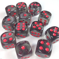 Dice: 12x D6: 16 mm: Translucent: Smoke / Red (EN) (Special Order)