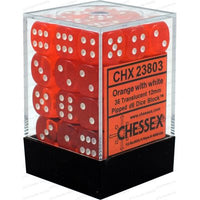 Dice: 36x D6: 12 mm: Translucent: Orange / White (EN) (Special Order)