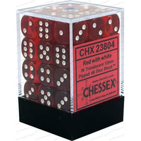 Dice: 36x D6: 12 mm: Translucent: Red / White (EN) (Special Order)