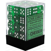 Dice: 36x D6: 12 mm: Translucent: Green / White (EN) (Special Order)