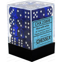 Dice: 36x D6: 12 mm: Translucent: Blue / White (EN) (Special Order)