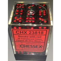 Dice: 36x D6: 12 mm: Translucent: Smoke / Red (EN) (Special Order)
