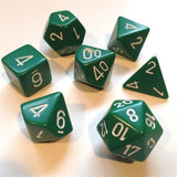 Dice: 7 pc: Opaque: Green / White (EN) (Special Order)