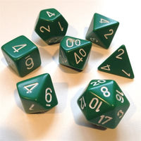 Dice: 7 pc: Opaque: Green / White (EN) (Special Order)