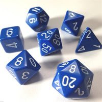 Dice: 7 pc: Opaque: Blue / White (EN) (Special Order)