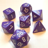 Dice: 7 pc: Opaque: Purple / White (EN) (Special Order)