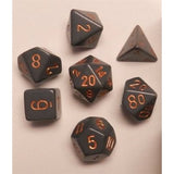 Dice: 7 pc: Opaque: Dark Grey / Copper (EN) (Special Order)