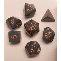 Dice: 7 pc: Opaque: Dark Grey / Copper (EN) (Special Order)